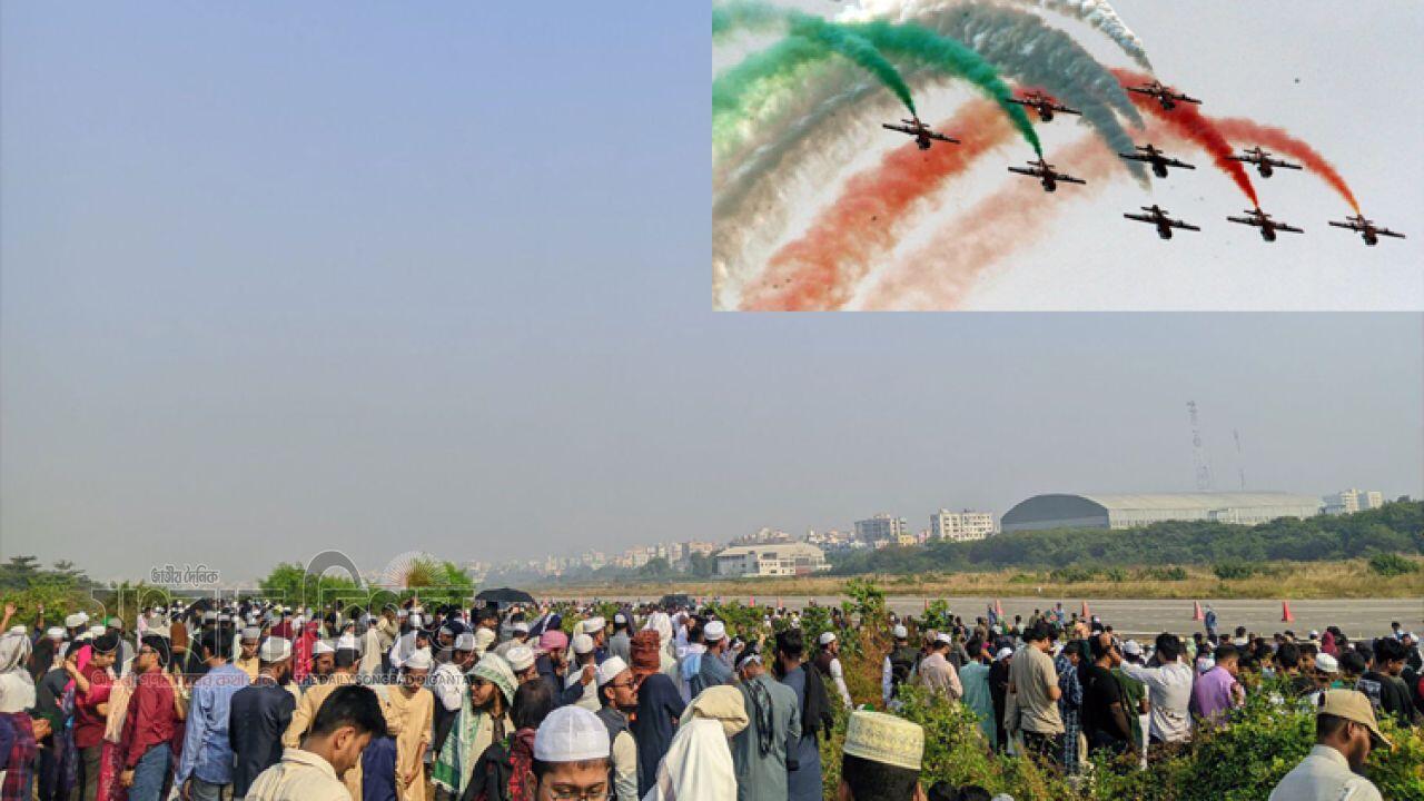 আকাশে রোমাঞ্চ ‘এয়ার শো’ দেখতে মানুষের ঢল