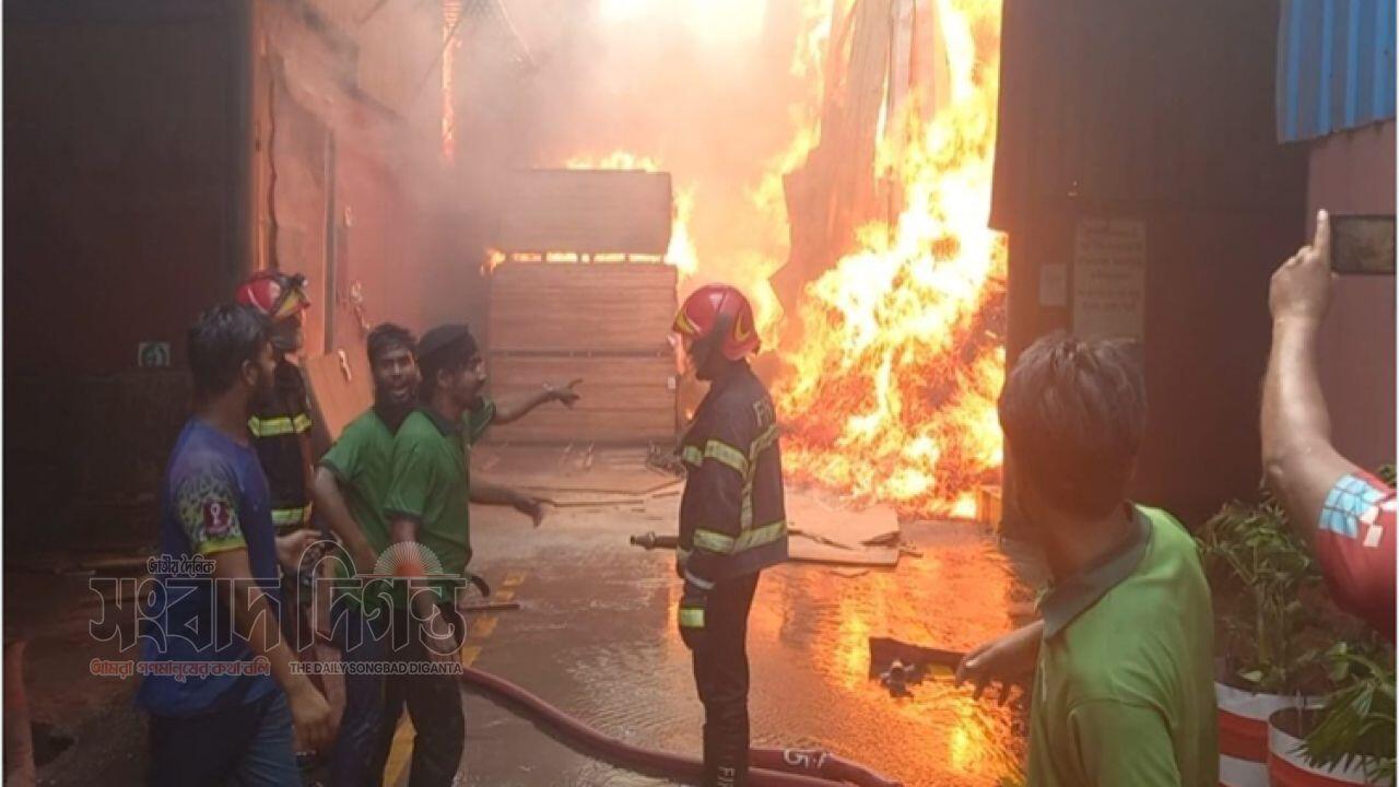 রাতের অন্ধকারে বাড্ডায় ফার্নিচার কারখানায় ভয়াবহ আগুন