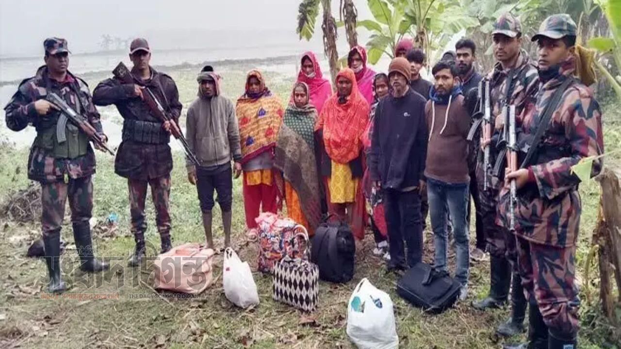 অবৈধভাবে সীমান্ত অতিক্রমের অভিযোগে ২৭ জন গ্রেপ্তার