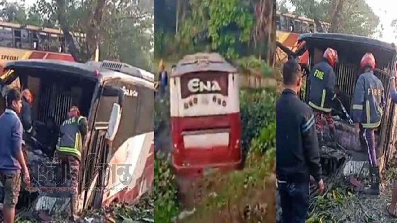সুনামগঞ্জে ভয়াবহ বাস-পিকআপ সংঘর্ষ নিহত একজন 