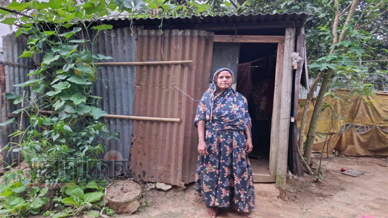 বৃষ্টি এলেই ভিজে যায় বিছানা, অন্ধকার ঘরে দিন কাটে বিধবা হালিমার 