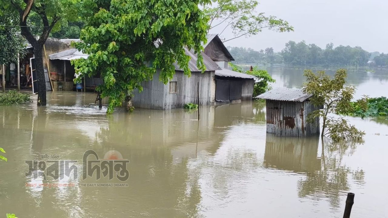 টানাবর্ষণ ও ভারতের ত্রিপুরা রাজ্যের ঢলে আখাউড়া নিম্নাঞ্চল প্লাবিত