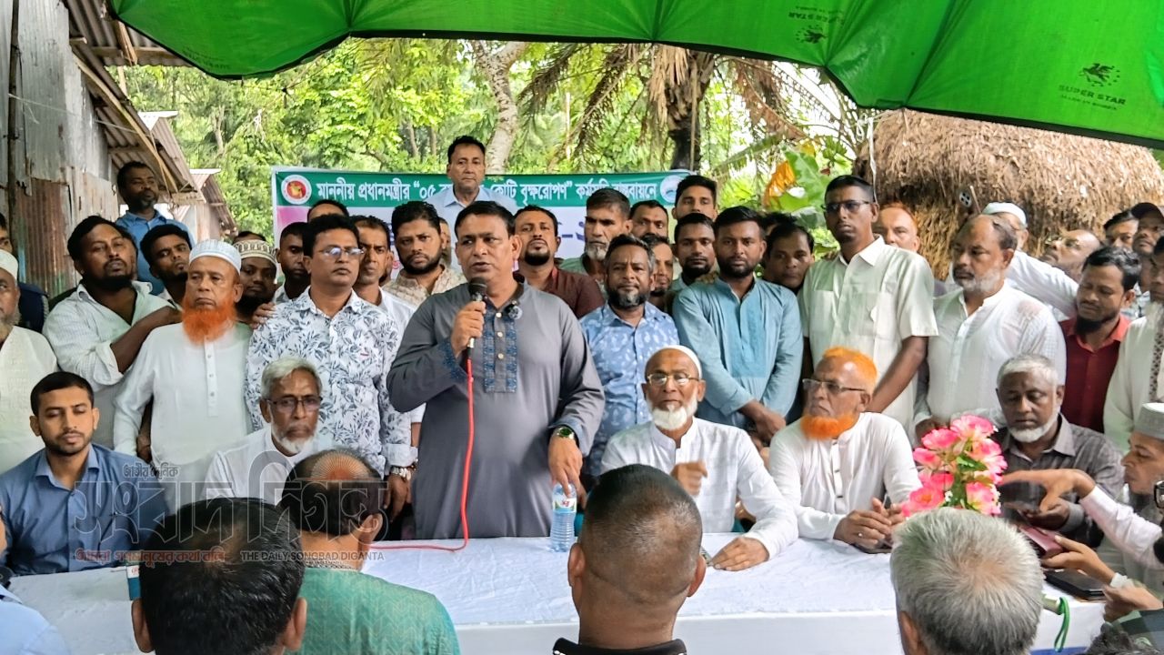 মাদারীপুরের কালকিনিতে বৃক্ষরোপণ কর্মসূচির আওতায় তালগাছ রোপণ 