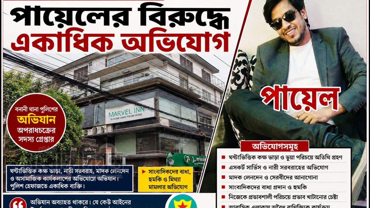 বনানীতে মার্ভেল ইন গেষ্ট হাউজ ঘিরে আবারও পায়েলের অপরাধ সিন্ডিকেট 