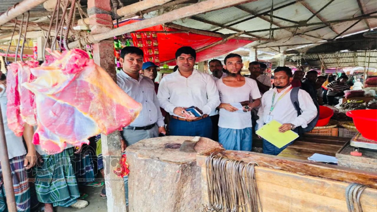 লাইসেন্সবিহীন গরুর মাংস বিক্রির দায়ে দুই ব্যবসায়ীকে ২০ হাজার টাকা জরিমানা 