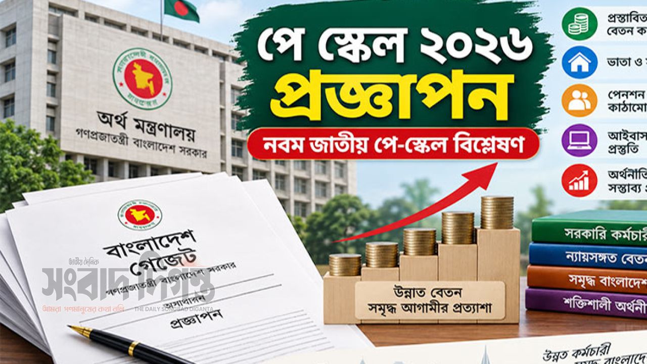 রোববার নবম জাতীয় পে স্কেলের প্রজ্ঞাপন, তিন ধাপে বাড়বে বেতন 