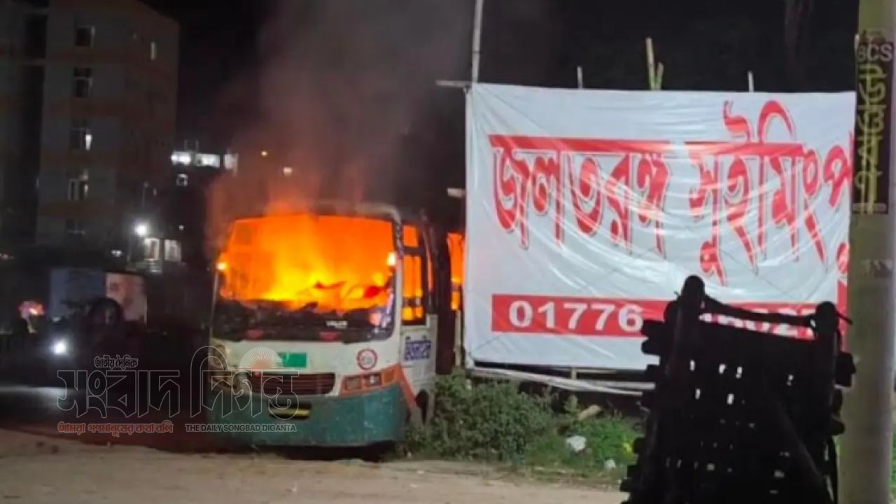 মোহাম্মদপুরে পার্ক করা বাসে আগুন 