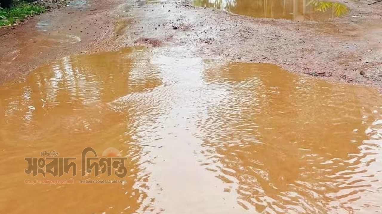 সড়কে সংস্কার কাজ বন্ধ করে ঠিকাদার প্রতিষ্ঠান লাপাত্তা 