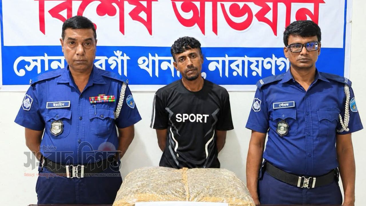 মাদকবিরোধী অভিযানে সোনারগাঁয়ে ৬ কেজি গাঁজা উদ্ধার, গ্রেপ্তার ১