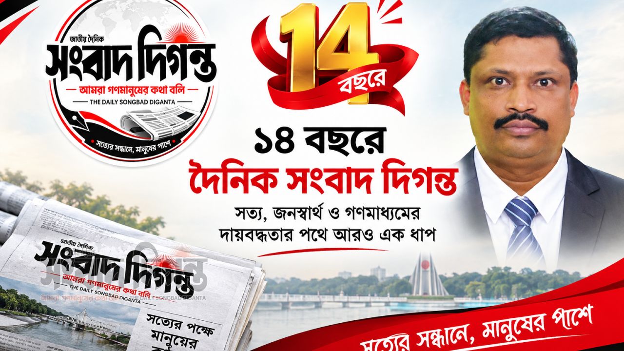 ১৪ বছরে দৈনিক সংবাদ দিগন্ত: সত্য, জনস্বার্থ ও গণমাধ্যমের দায়বদ্ধতার পথে আরও এক ধাপ