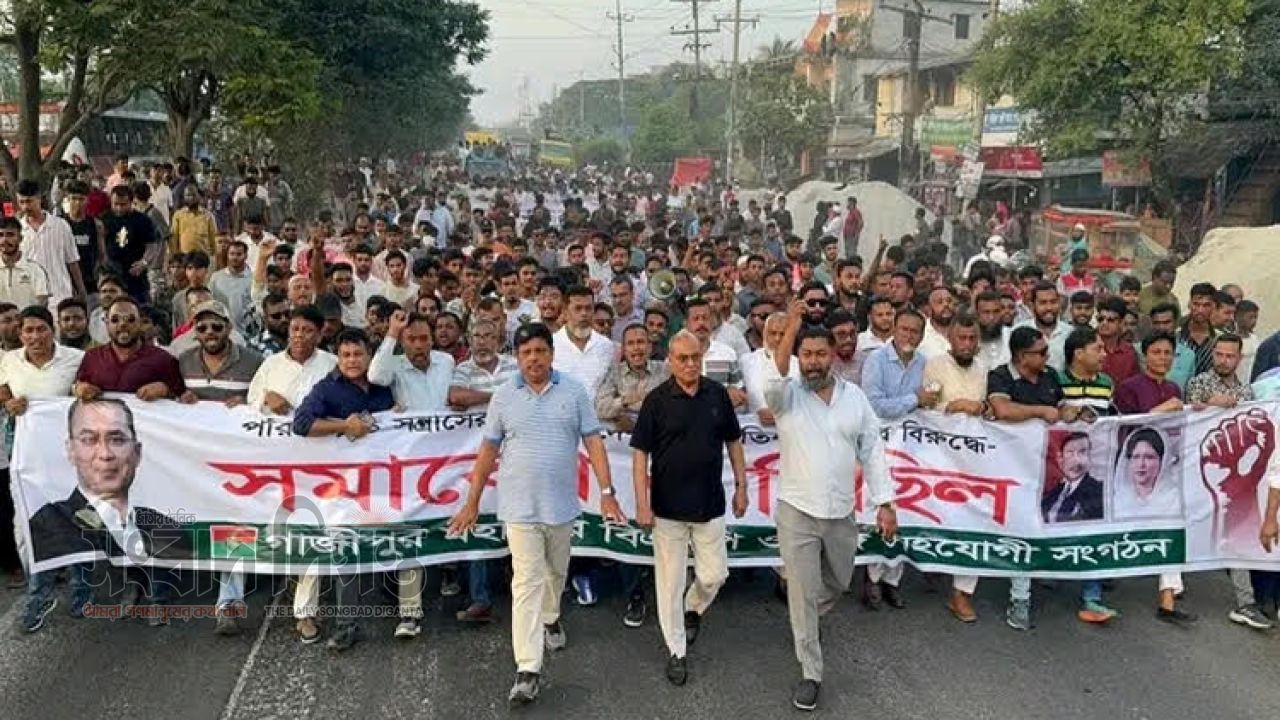 সন্ত্রাস-নৈরাজ্যের প্রতিবাদে গাজীপুর মহানগর বিএনপির বিক্ষোভ মিছিল
