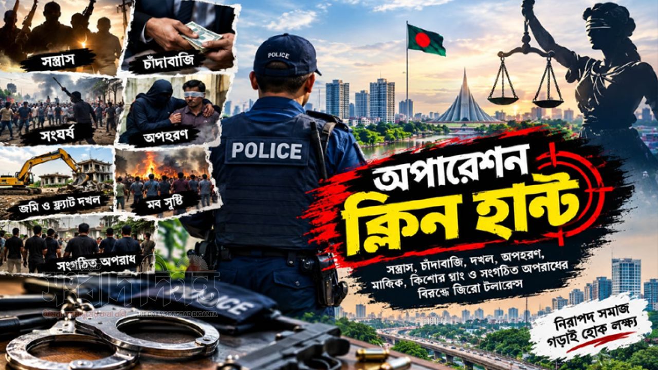 দেশে সন্ত্রাস-চাঁদাবাজি দমনে প্রয়োজন ‘অপারেশন  ক্লিন হান্ট’  